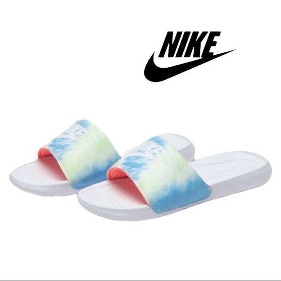 NEW Nike Victori One Womens Tie Dye Print Slide White Sandals 10 - Picture 1 of 5